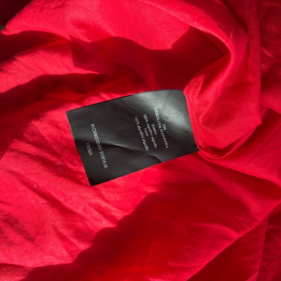 Carolina Herrera Red Eyelet Asymmetrical Shirt Dress size 6 - Picture 13 of 15